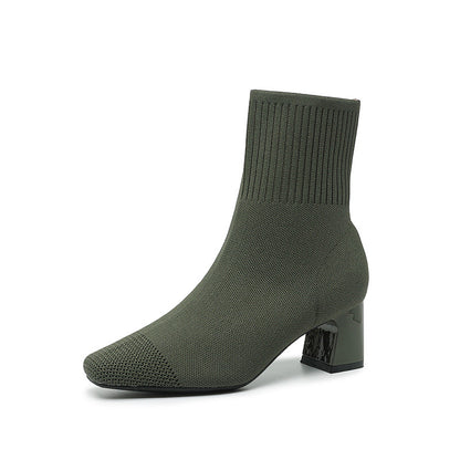 Bottes Chaussettes Élastiques à Talon Épais