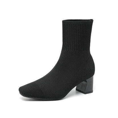Bottes Chaussettes Élastiques à Talon Épais