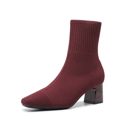 Bottes Chaussettes Élastiques à Talon Épais
