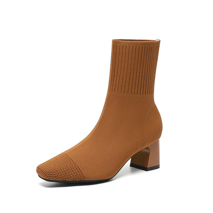 Bottes Chaussettes Élastiques à Talon Épais