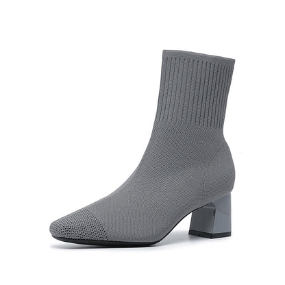 Bottes Chaussettes Élastiques à Talon Épais